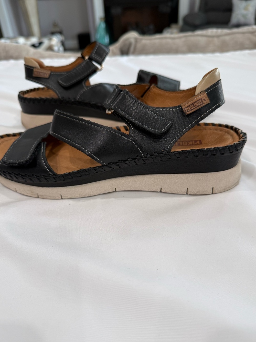 PIKOLINOS ALtea Leather Hand Stitched Adjustable Hoop & Loop Strap Sandls - Picture 6 of 9